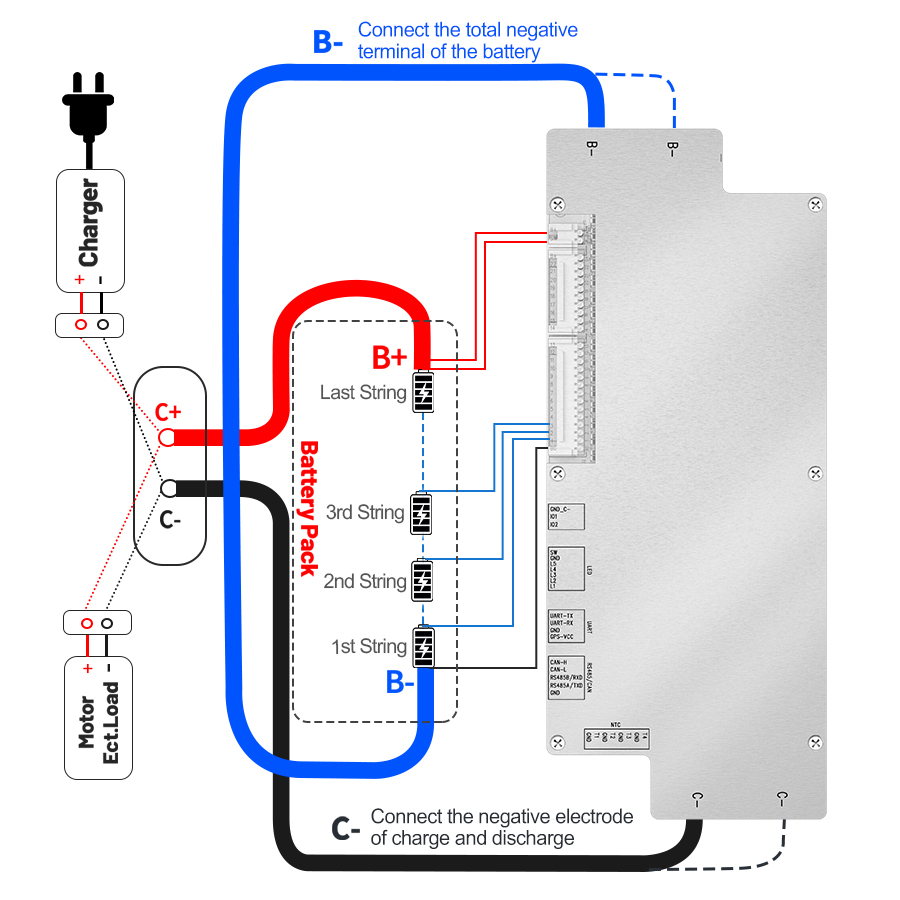 Smart lithium battery protection board BMS board with bt 485 scancommunication with APP 13-22 strings output current 40-100A lifepo4 and li-ion battery pack for  Electric two/three wheeler motor Home energy storage inverter - Software board series - 1